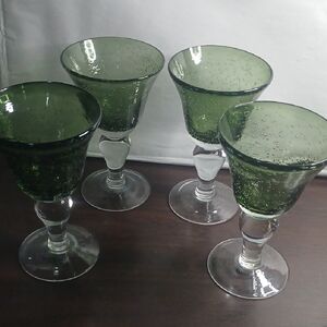 Green Glass Goblet Set